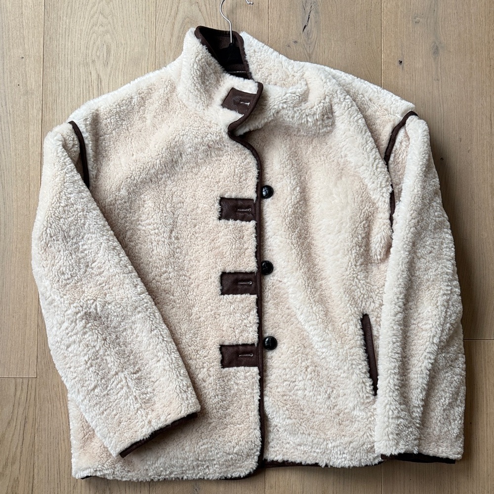 Commense Cream and Brown Teddy Jacket